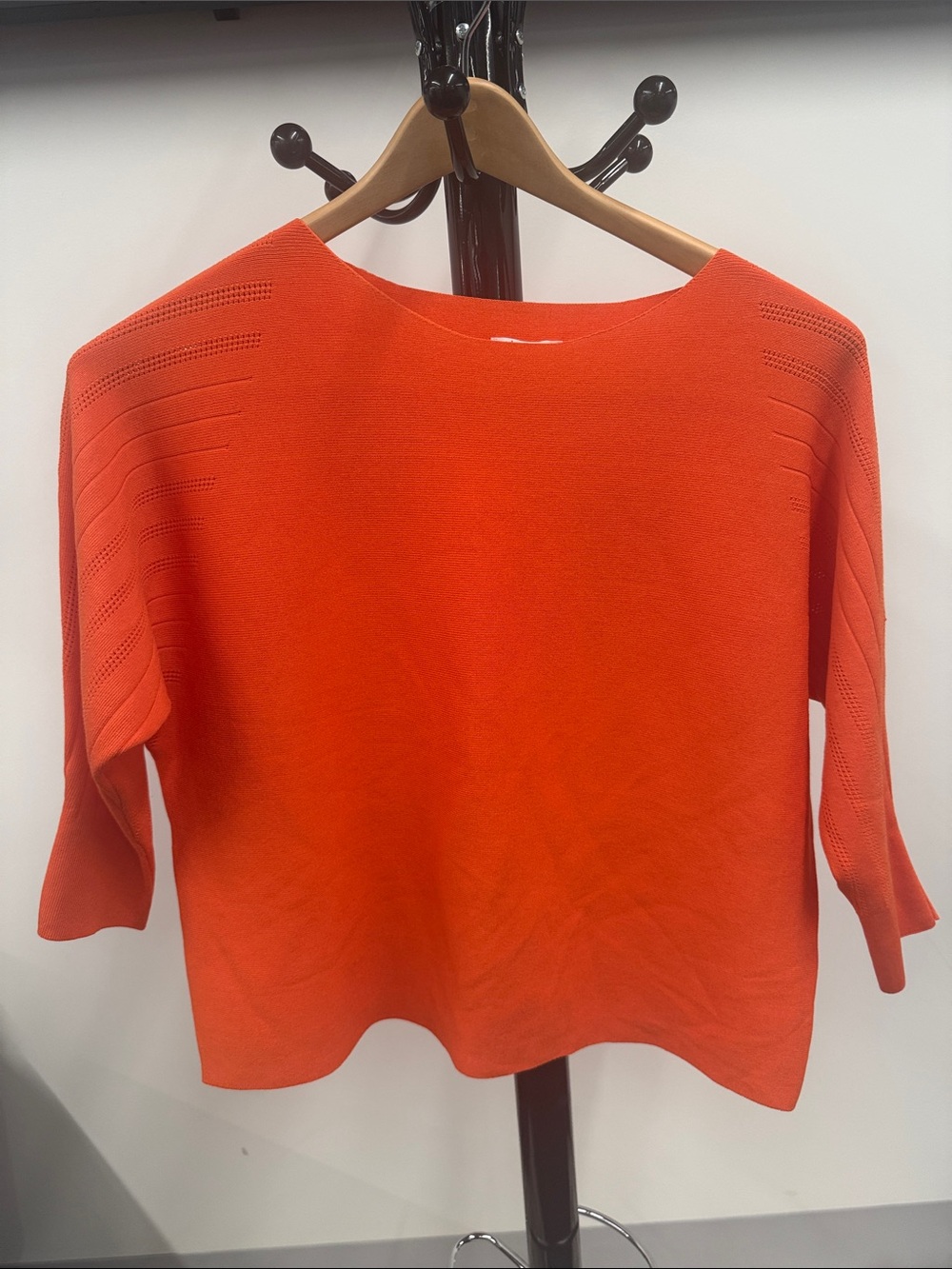 Women's Bright Orange Knit Crewneck Pullover
